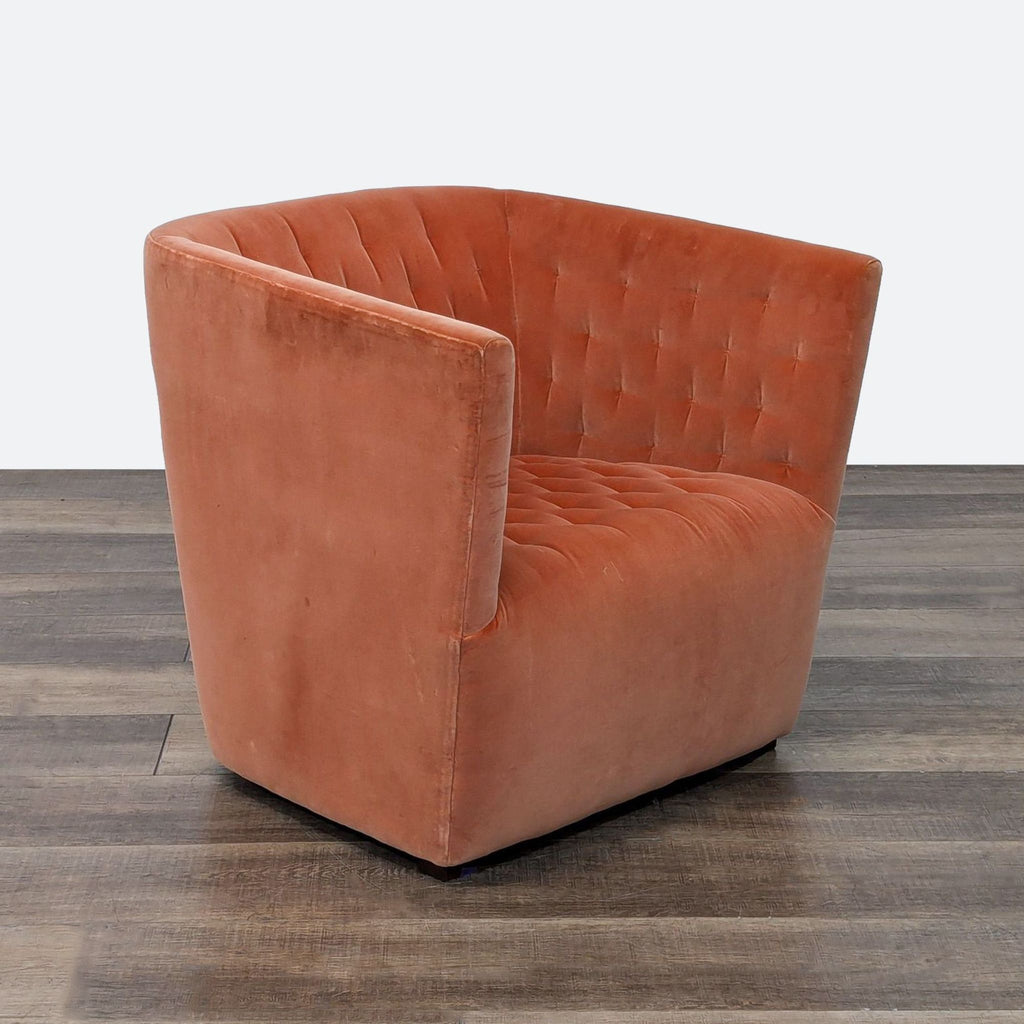 Barrel Back Coral Velvet Lounge Chair