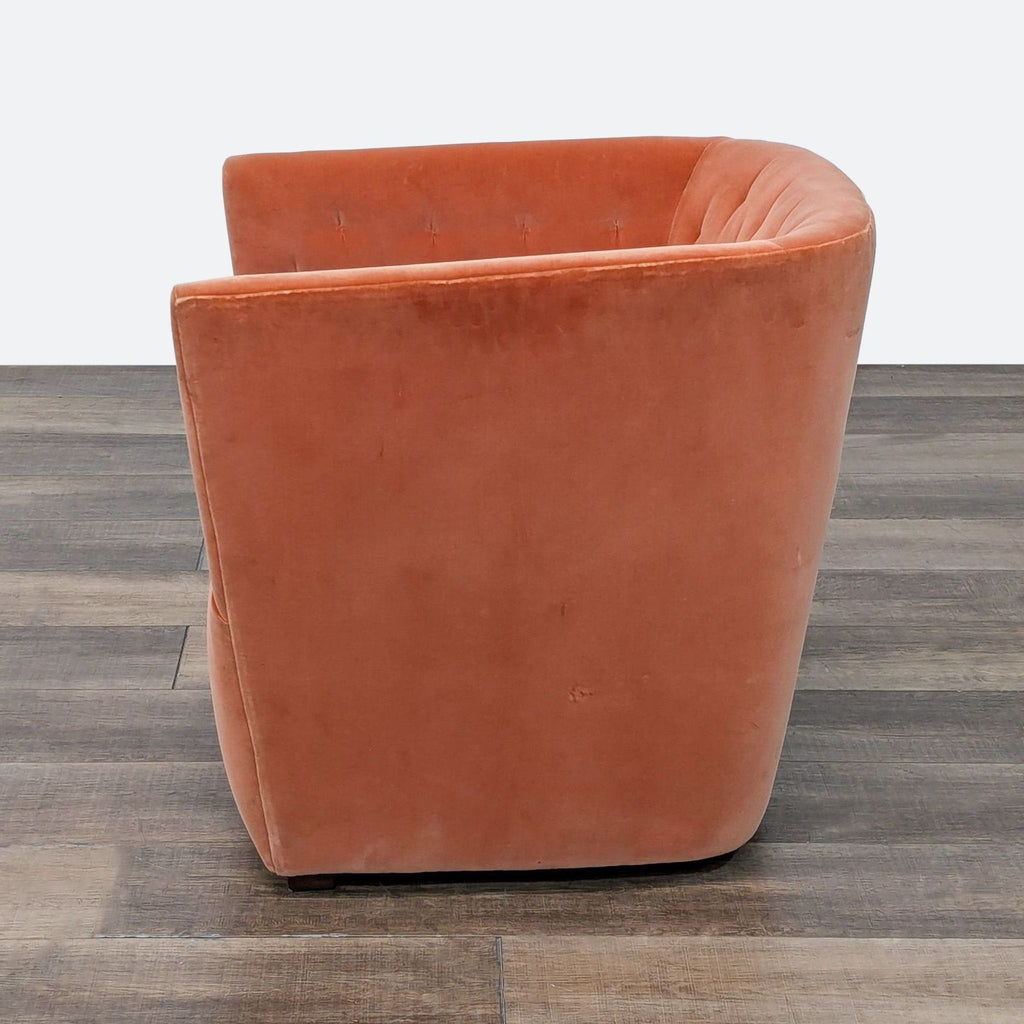 Barrel Back Coral Velvet Lounge Chair