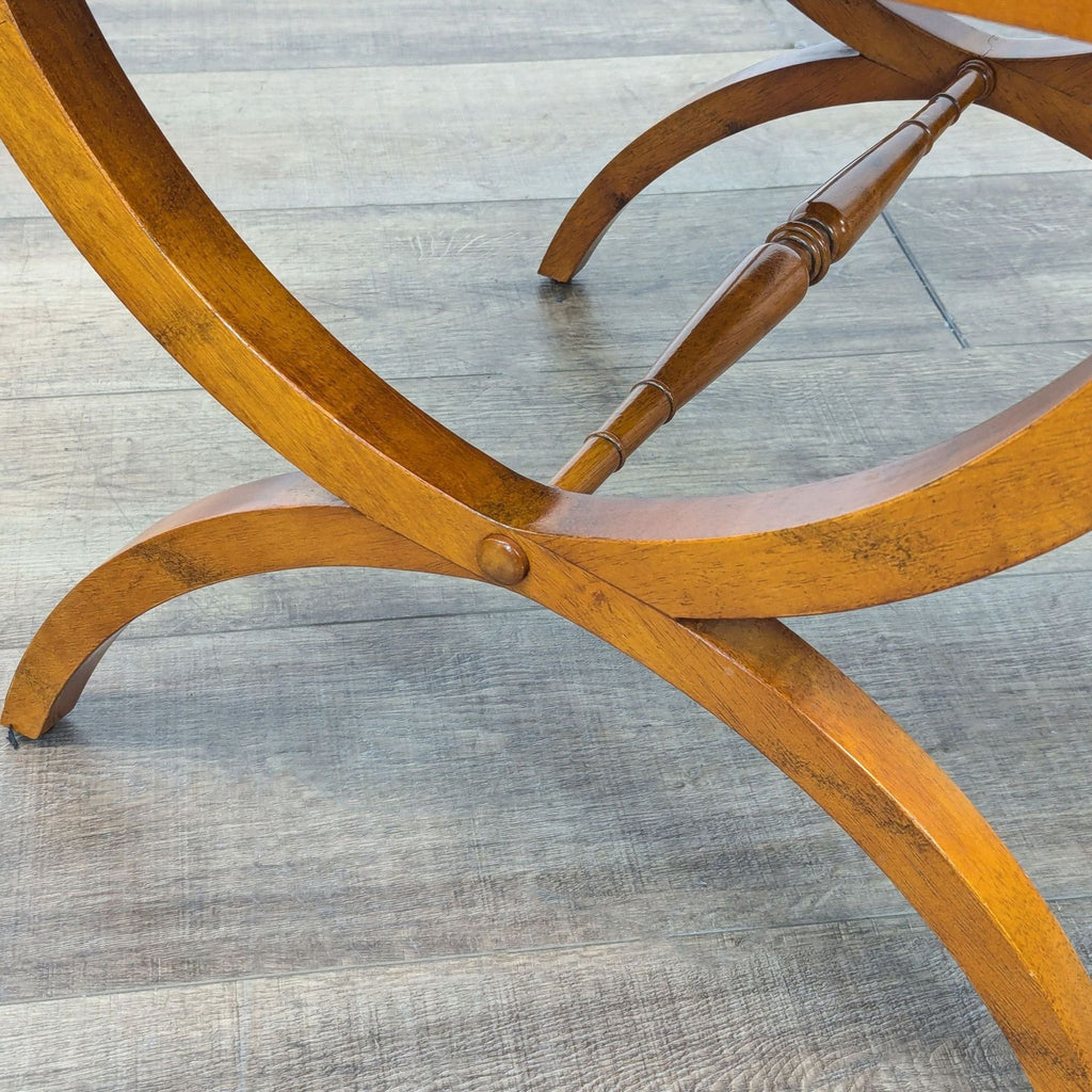 a wooden table with a wooden chair and a wooden table cloth 