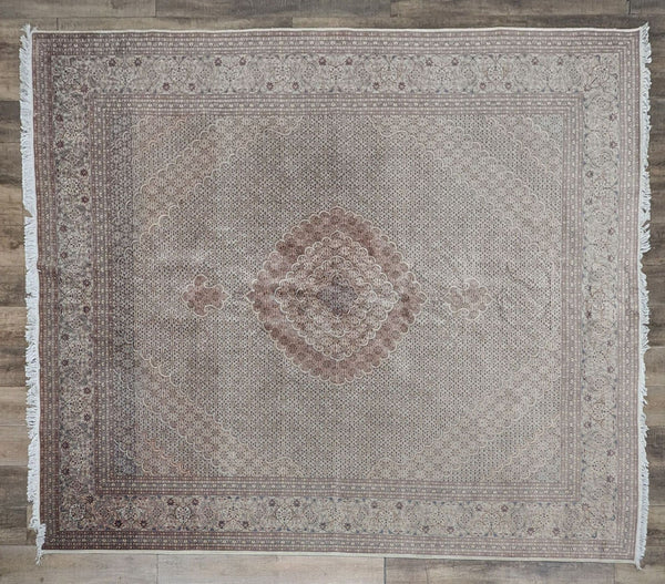 a white rug with a pattern of dots on it 