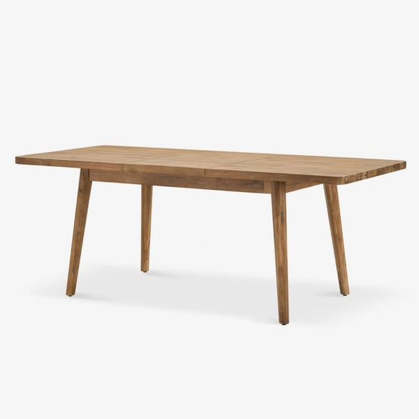 Solid acacia wood dining table, honey tone finish, seats up to 6.