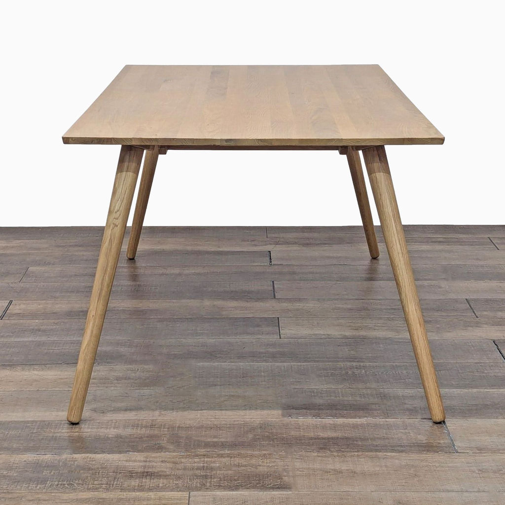 a wooden table with a wooden table top 