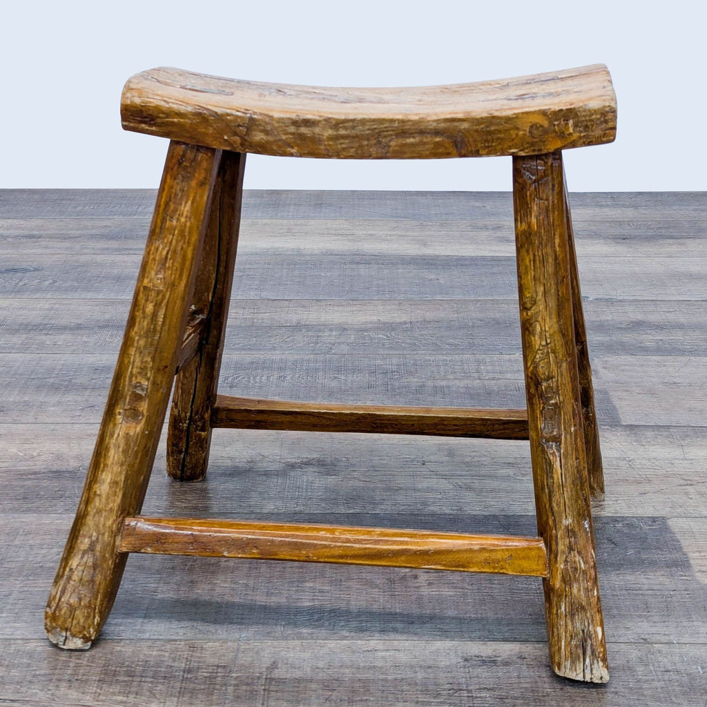 Rustic Wooden Saddle Stool