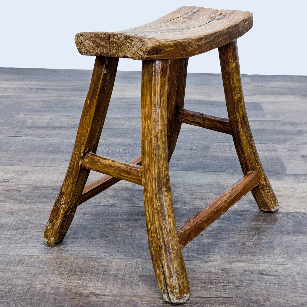 Rustic Wooden Saddle Stool