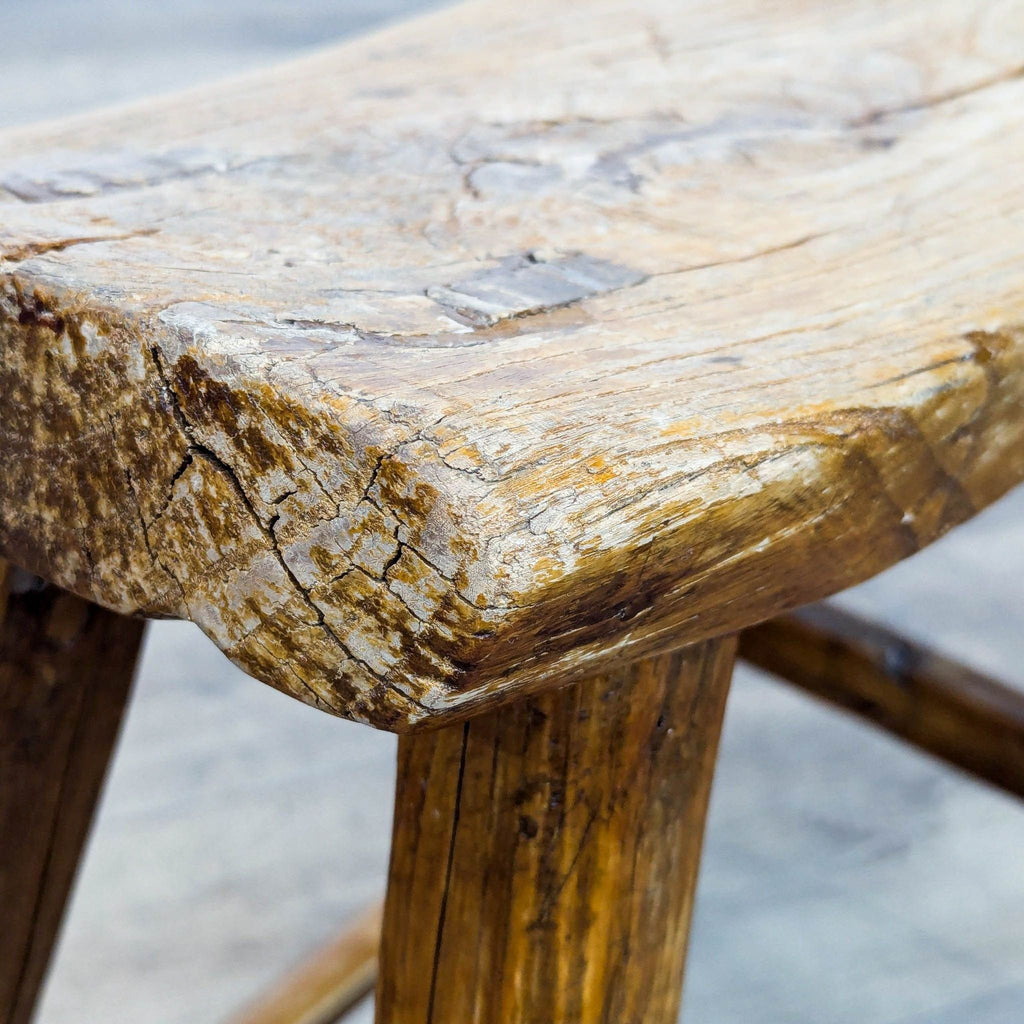 Rustic Wooden Saddle Stool