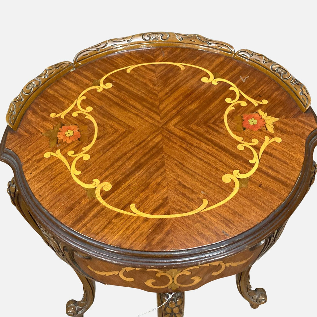 a wooden table with a wooden table cloth on it 