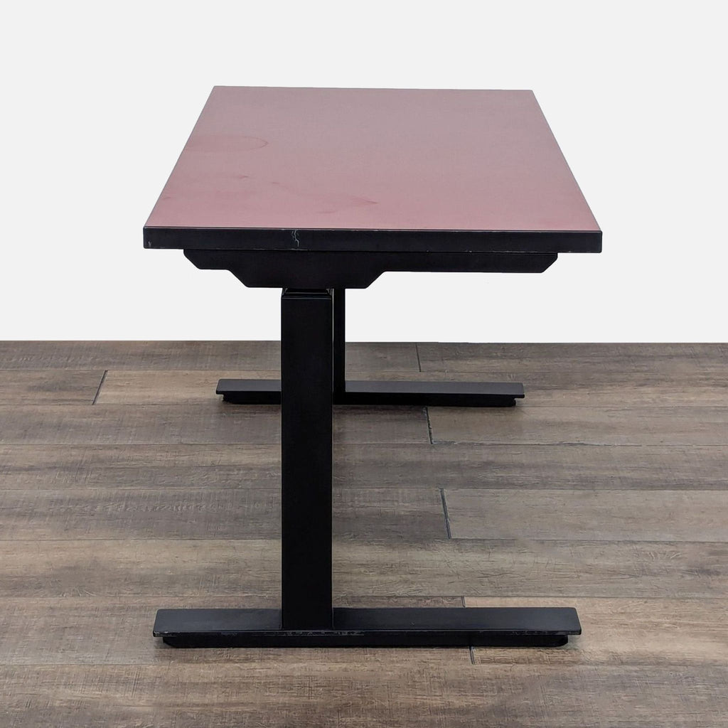 Modern Adjustable Height Desk with Dark Red Top