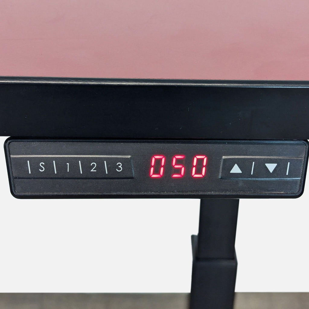 Modern Adjustable Height Desk with Dark Red Top