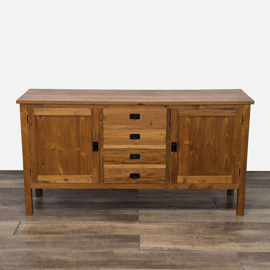 Rustic Four Drawer Sideboard with Shelves