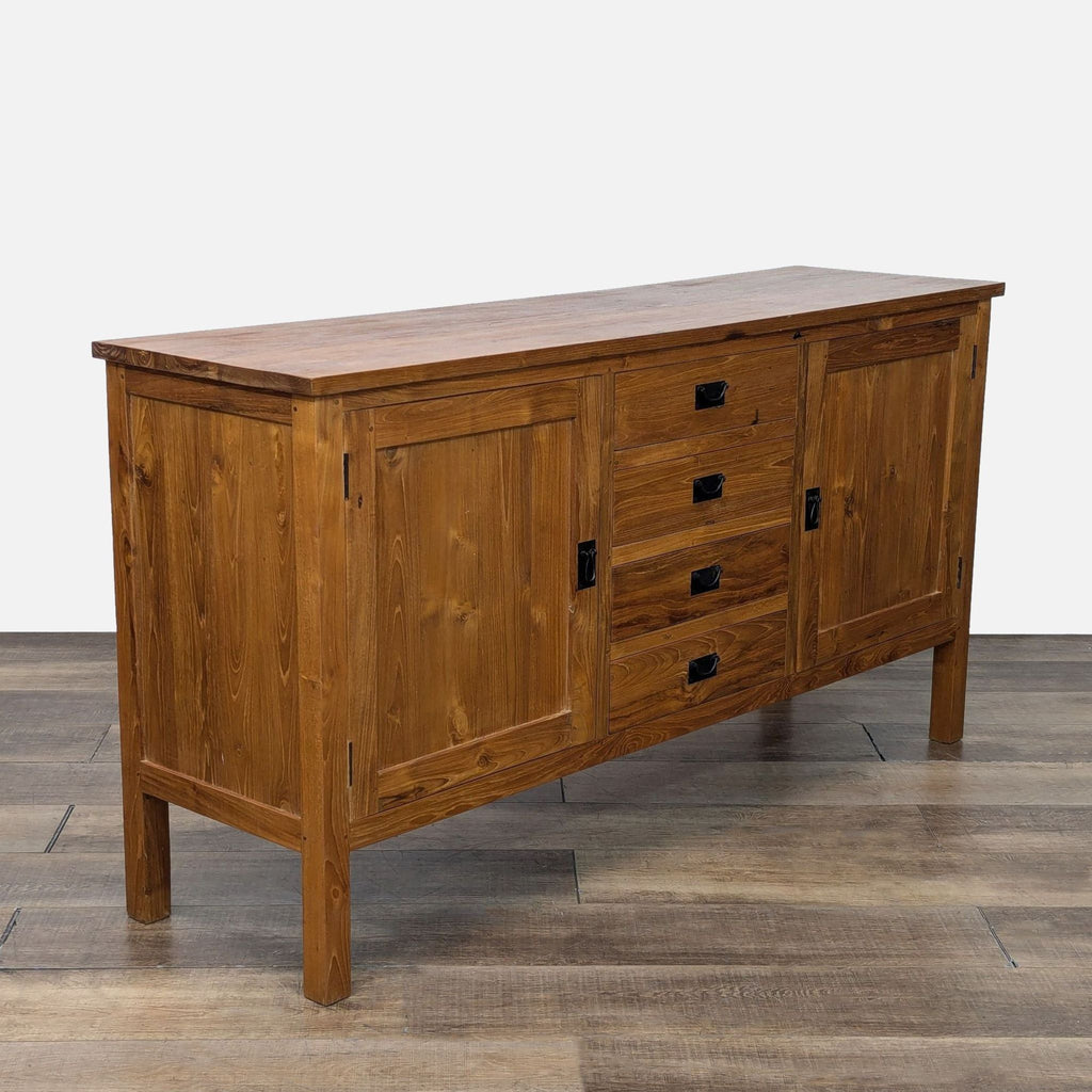 Rustic Four Drawer Sideboard with Shelves