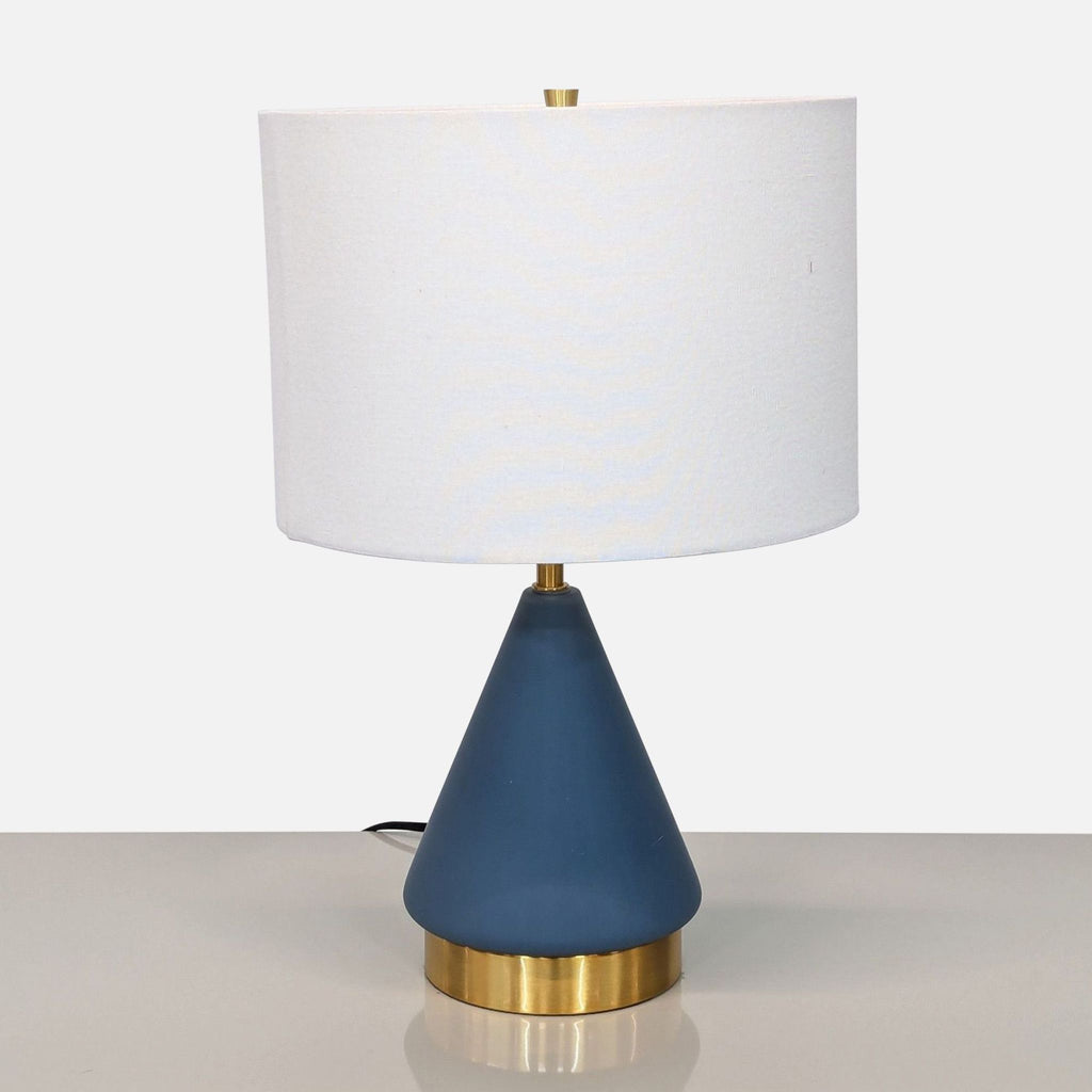 a lamp is lit up on a table 