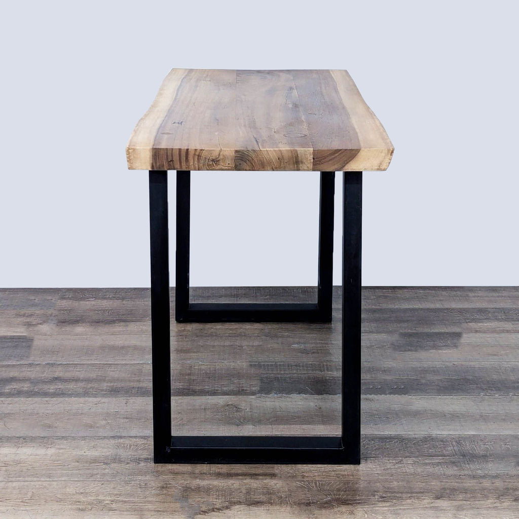 a wooden table with a wooden table top 