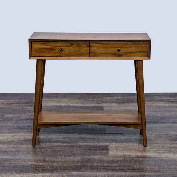 a wooden table with a wooden chair and a wooden table top 