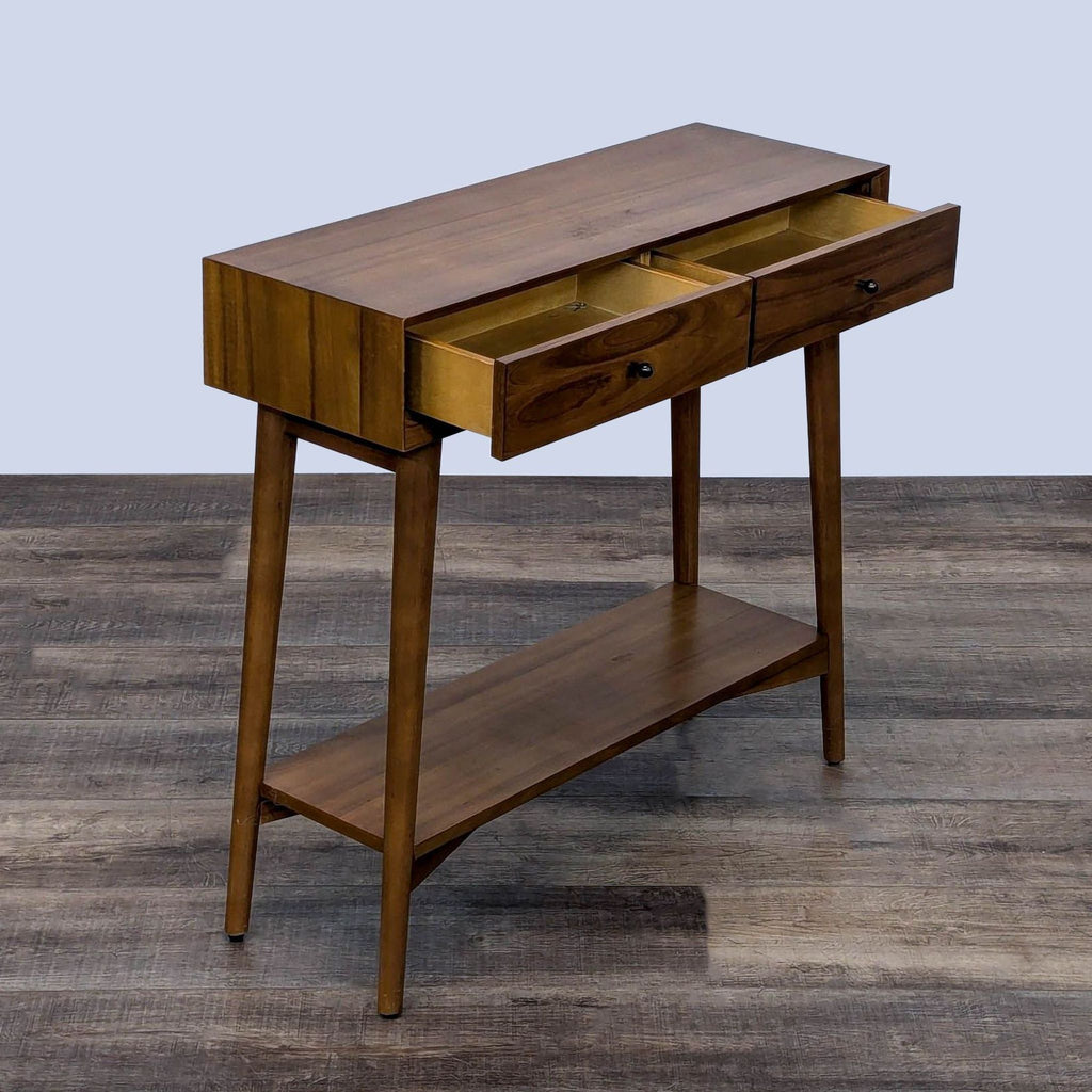 a wooden table with a wooden chair and a wooden floor 