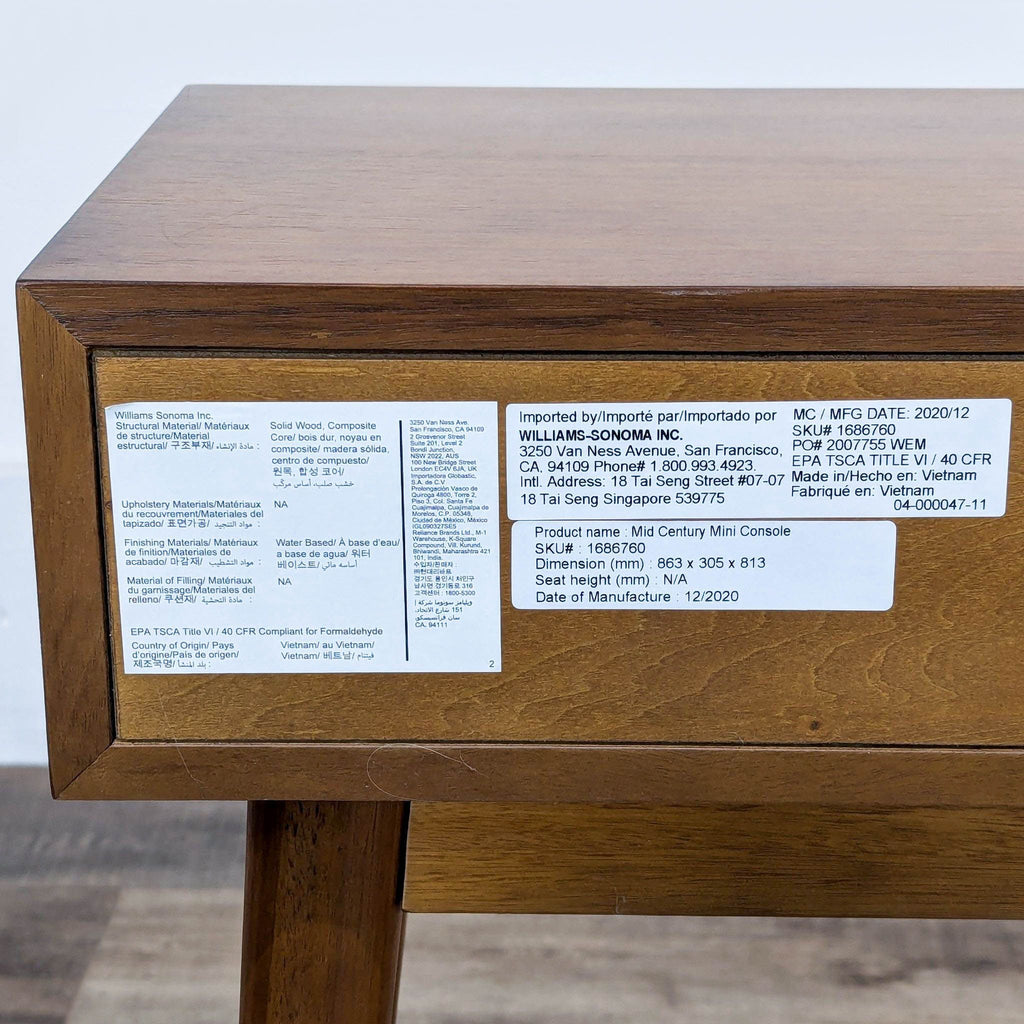 West Elm/Williams-Sonoma Mid-Century Mini Console