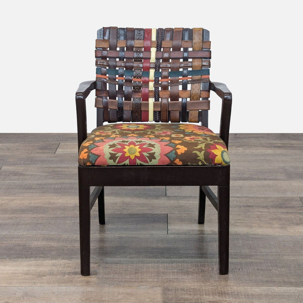 a chair with a leather chair cushion and a leather chair 