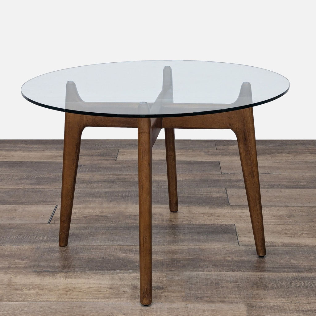 Glass Top Dining Table on Wood Base