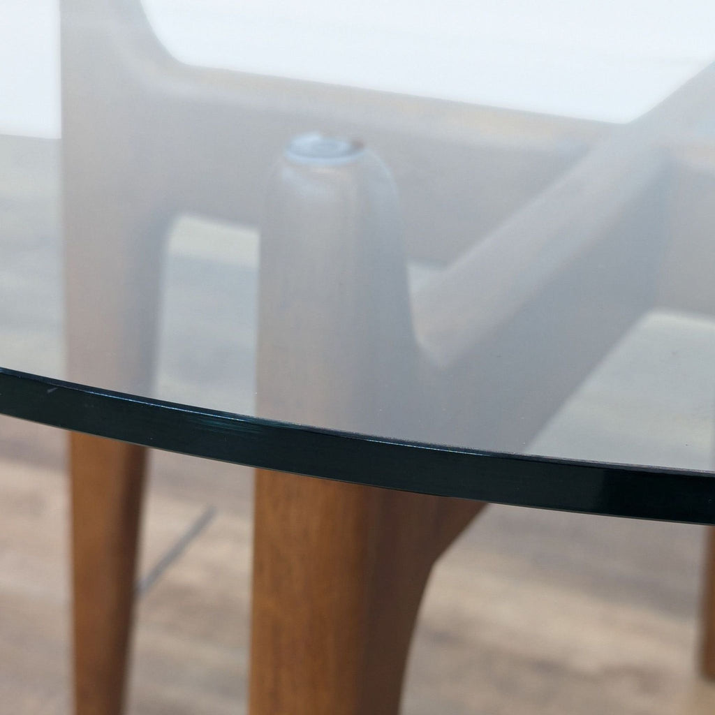 Glass Top Dining Table on Wood Base