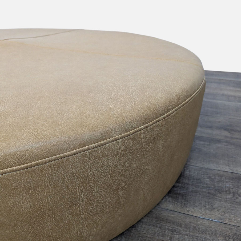 Large Round Leather Ottoman