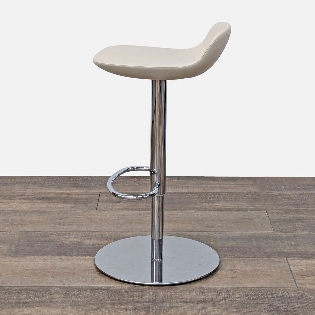 Adjustable Modern Beige Bar Stool with Chrome Finish