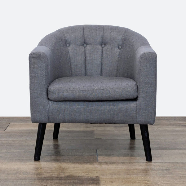 a chair with a black leather seat and a black leather chair 