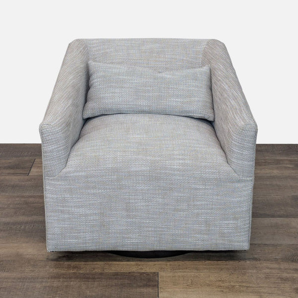 a black chair with a white chair cushion 