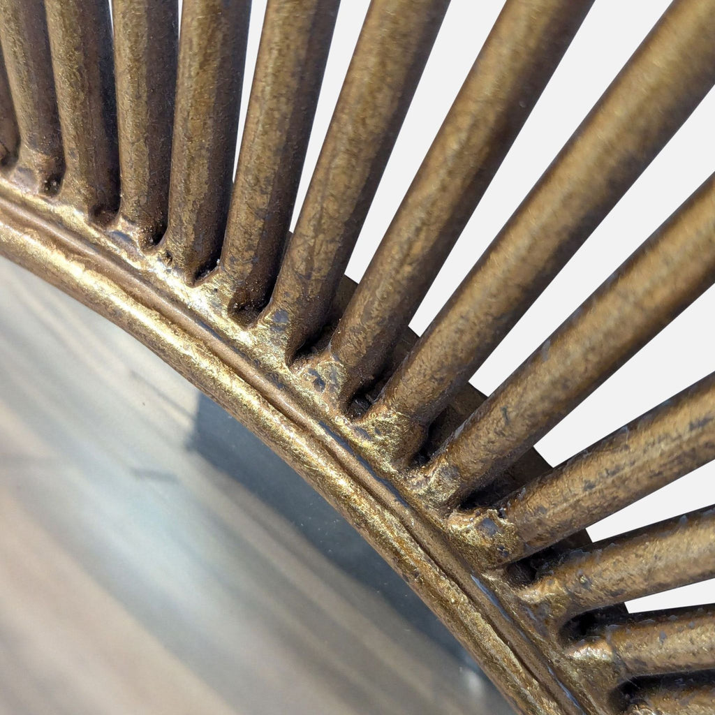 a wooden bench with a metal handle 