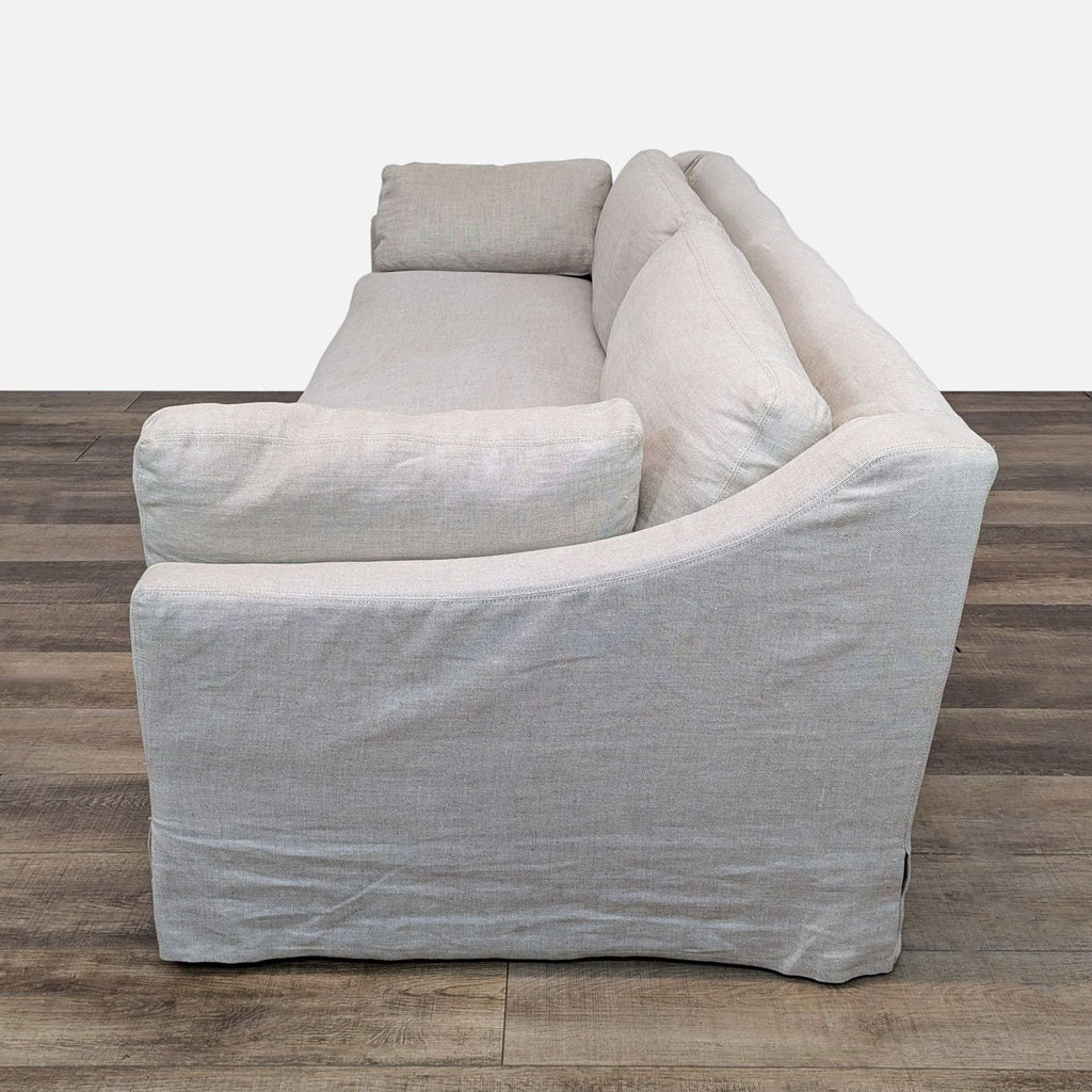 Restoration Hardware Belgian Track Arm Bench Seat Slipcovered Sofa