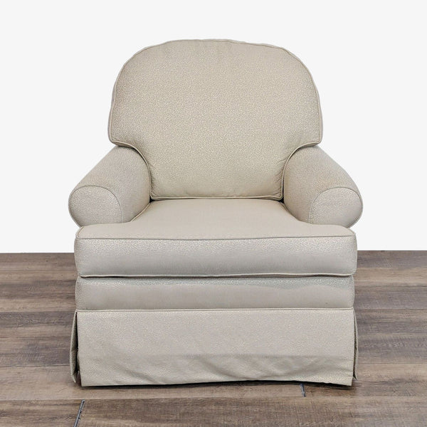 a white chair with a black seat and a black chair 