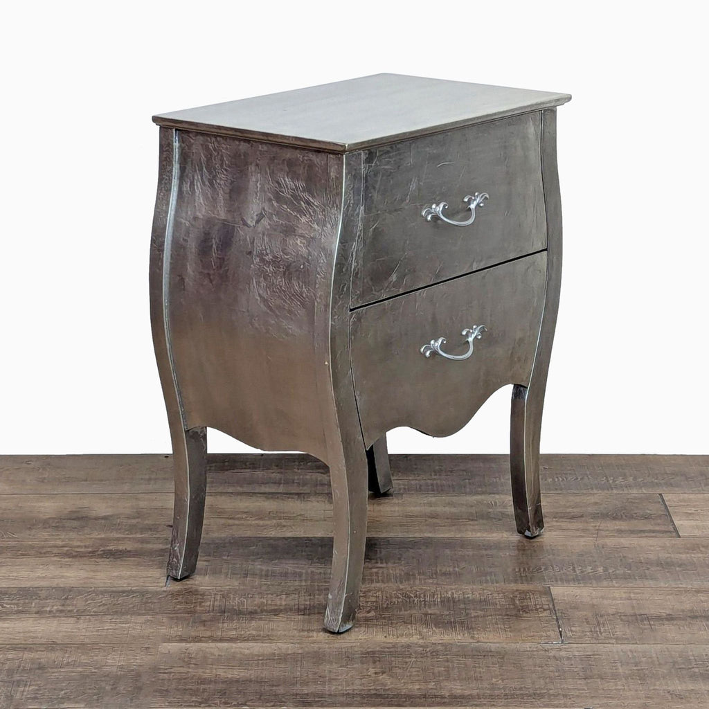 Pier 1 Imports Two Drawer Silver Gilded Nightstand/End Table