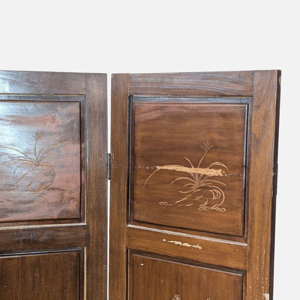 Vintage Four Panel Hand-Carved Chinese Screen/Room Divider