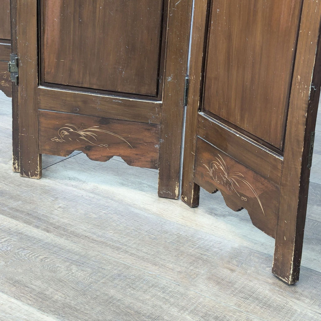 Vintage Four Panel Hand-Carved Chinese Screen/Room Divider