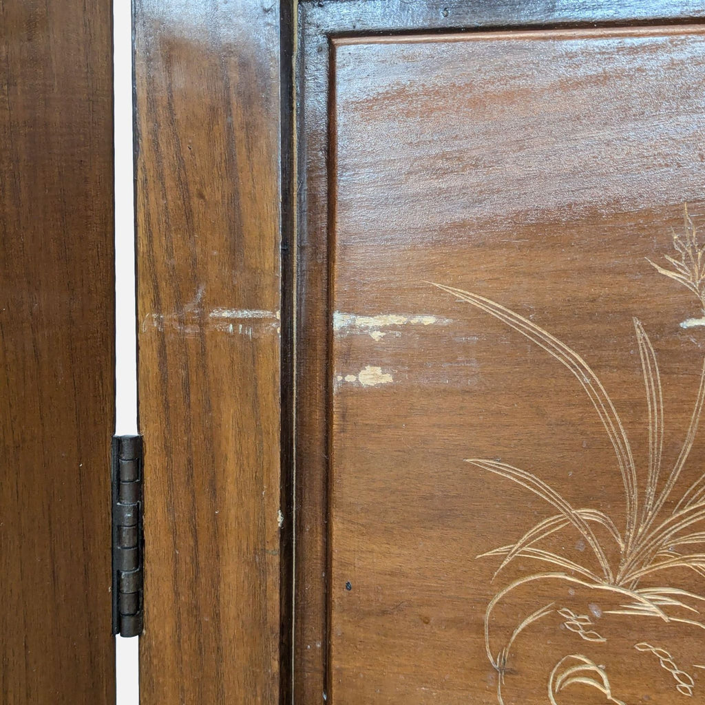 Vintage Four Panel Hand-Carved Chinese Screen/Room Divider