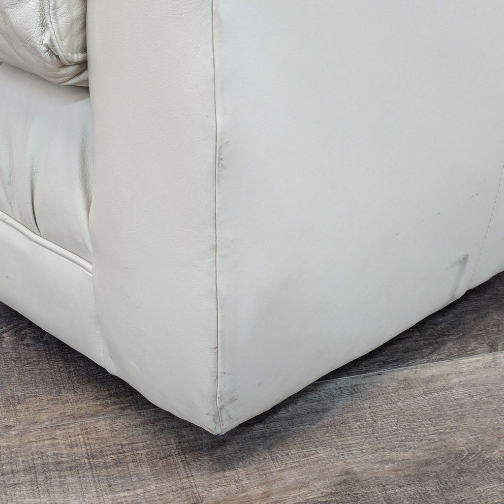 Plush Leather Beige Loveseat