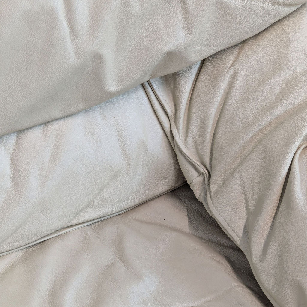 Plush Leather Beige Loveseat