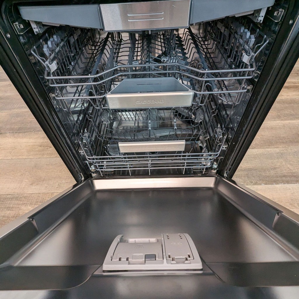 Interior racks of a Gaggenau dishwasher with flexible setup.