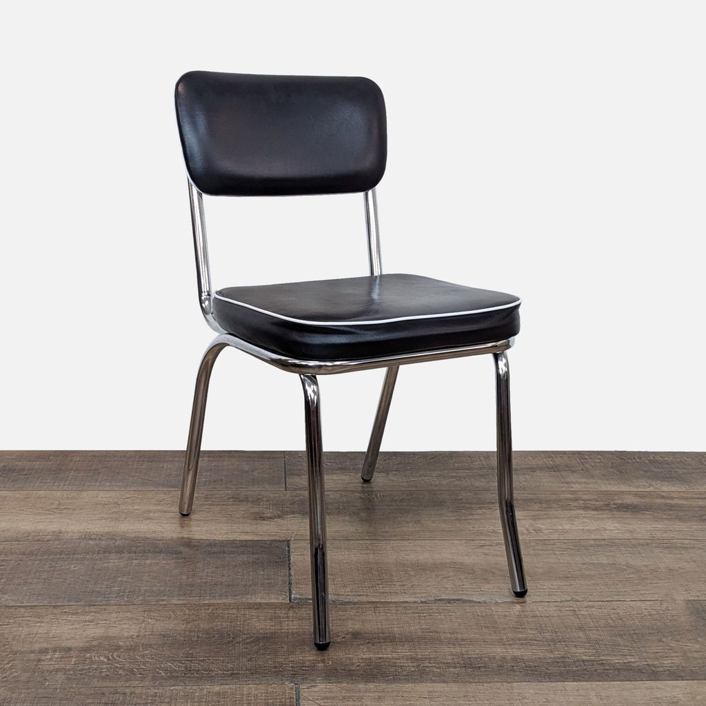 Coaster Retro 5-Piece Black and White Round Dining Set with Chrome Accents