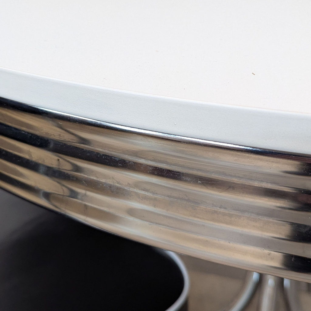 Coaster Retro 5-Piece Black and White Round Dining Set with Chrome Accents