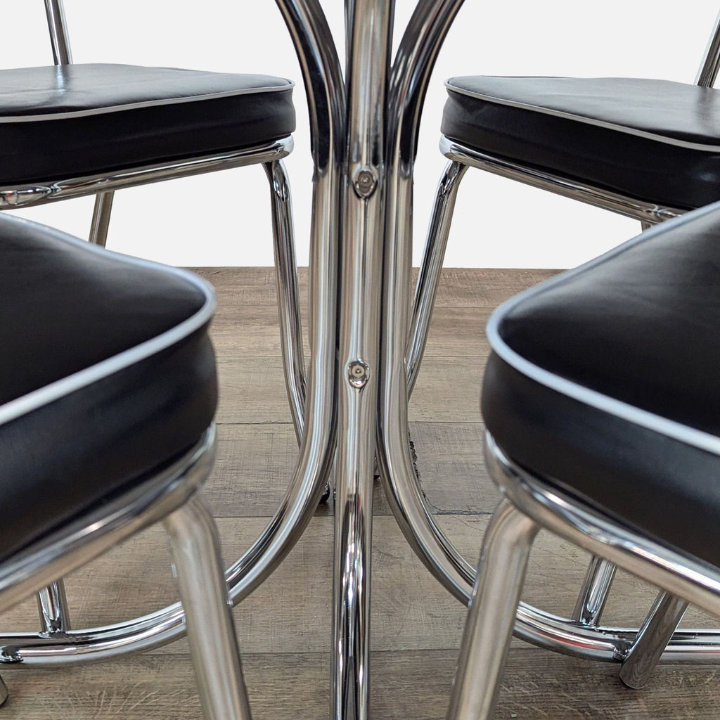 Coaster Retro 5-Piece Black and White Round Dining Set with Chrome Accents