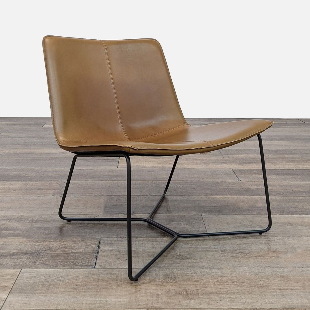West Elm Slope Leather Modern Lounge Chair
