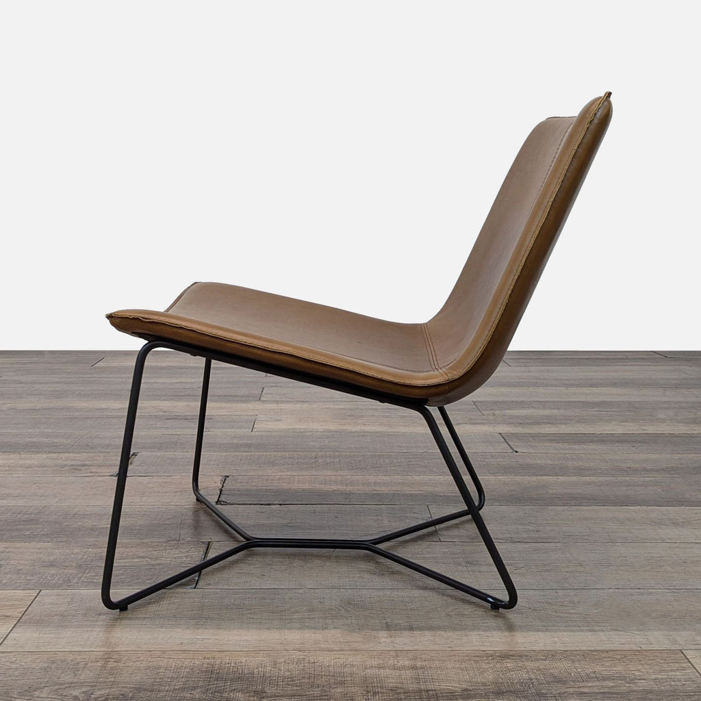 West Elm Slope Leather Modern Lounge Chair