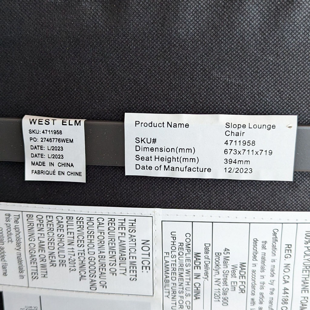 West Elm Slope Leather Modern Lounge Chair