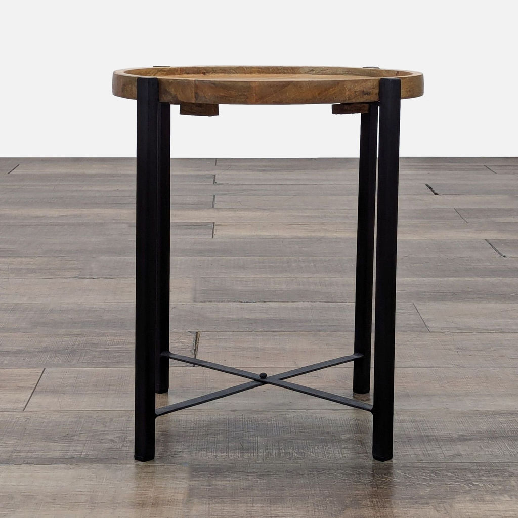 Wood Tray Accent Table on Metal Base