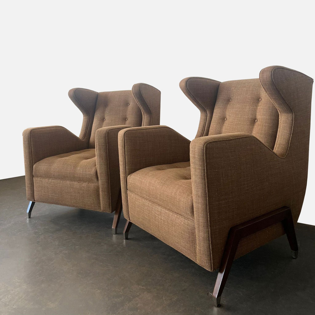 Custom Made Mid-Century Modern Wingback Lounge Chair