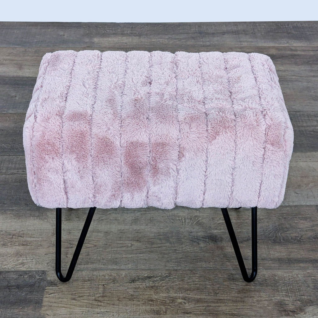 BNF Faux Ribbed Fur Ottoman
