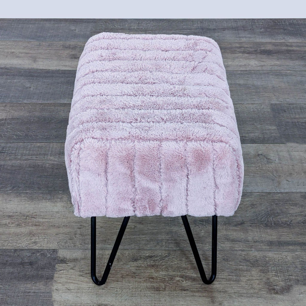 BNF Faux Ribbed Fur Ottoman