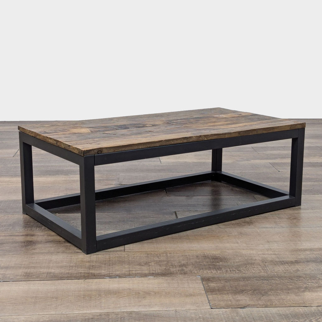 Reclaimed Plank Wood and Metal Coffee Table