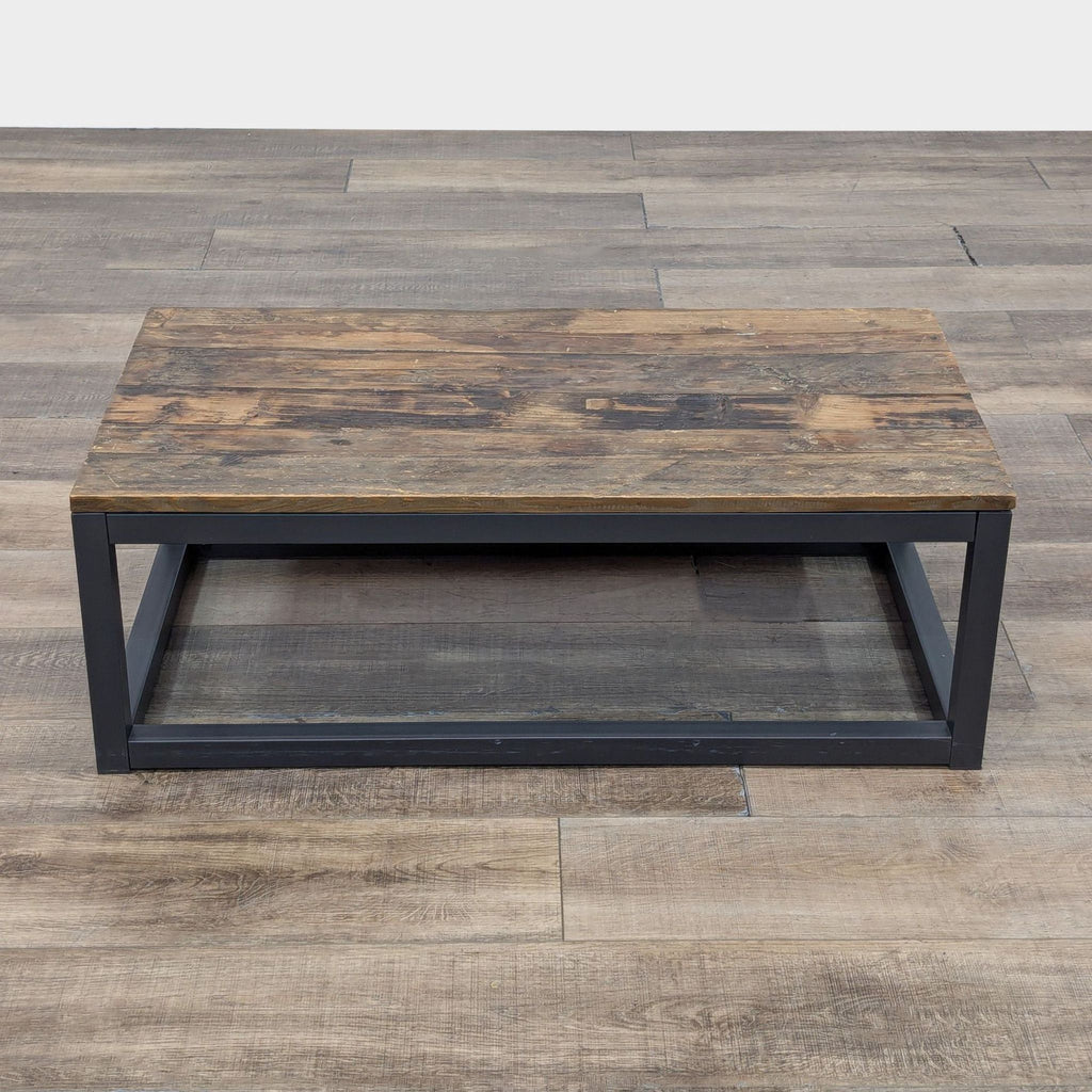 Reclaimed Plank Wood and Metal Coffee Table