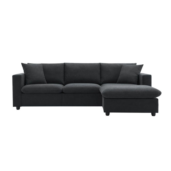 a couch with a black couch cushions and a black couch cushion 