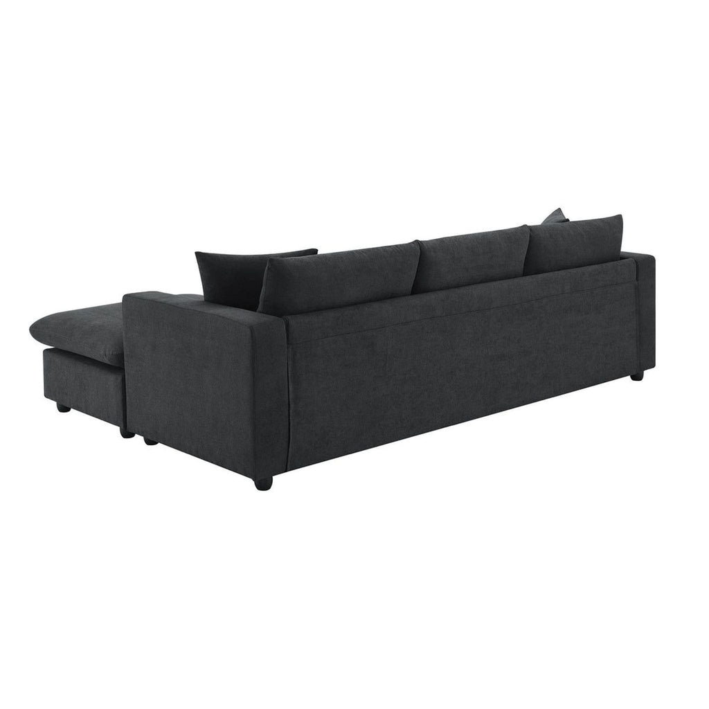 Contour & Co. Modern Black L-shaped Sofa with Ottoman - New In Box